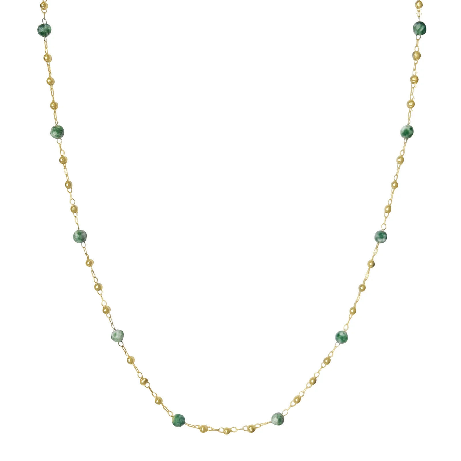 Chain Necklace with Round Green Stones