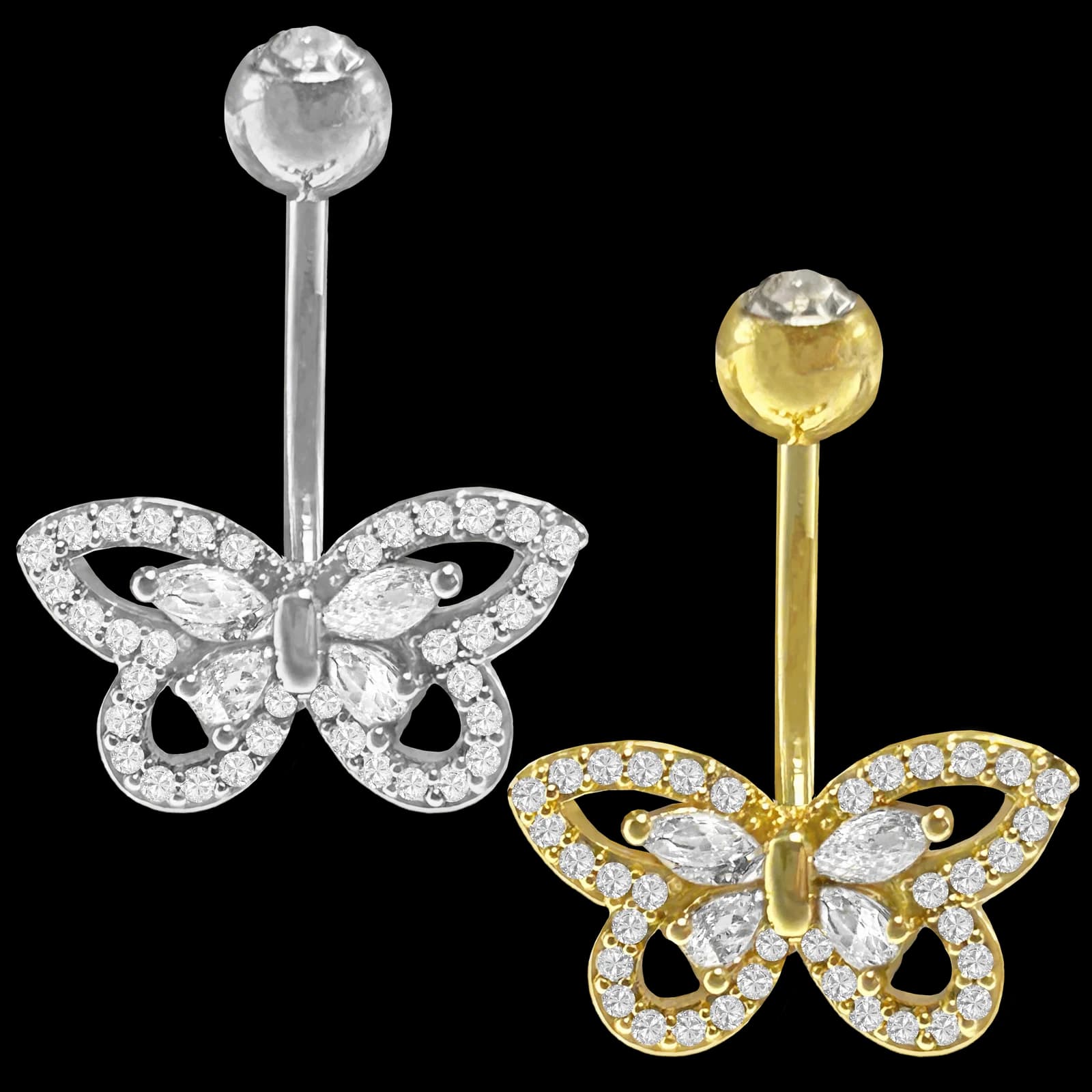 CZ Butterfly Belly Ring