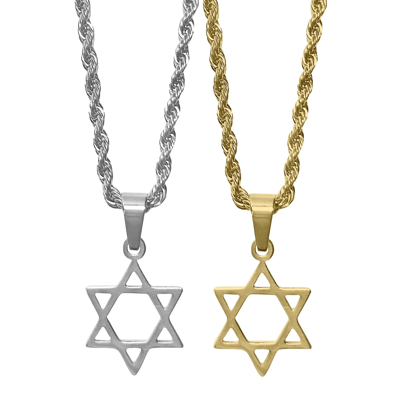 Star of David Necklace with Rope Chain