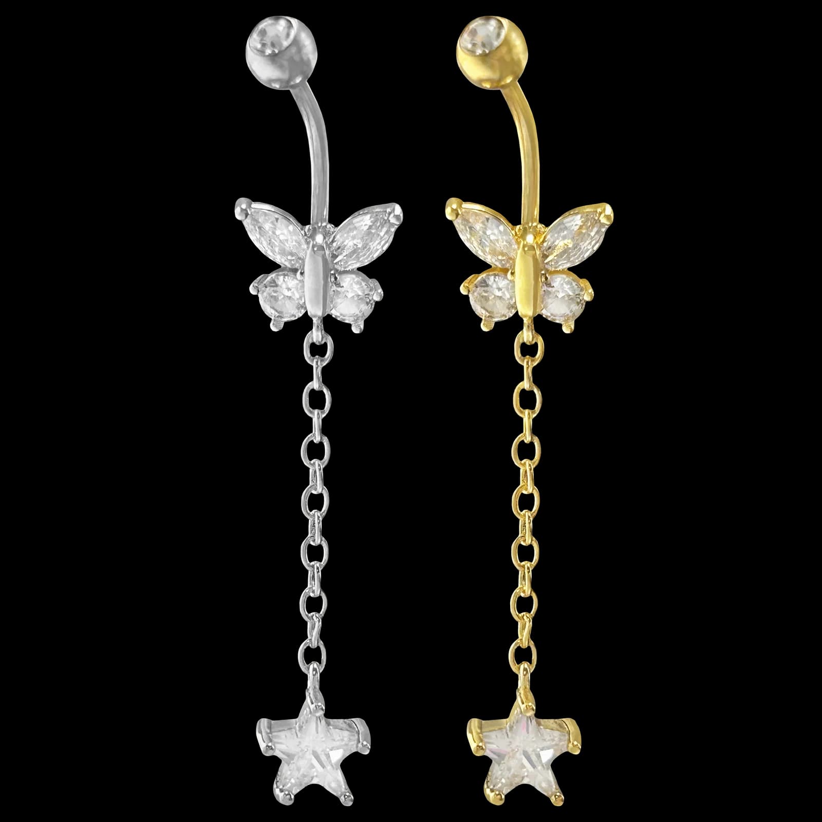 Butterfly Chain & Star Belly Ring