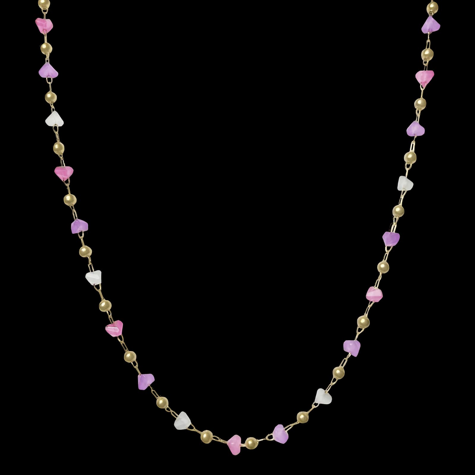 Pink, Purple & White Stone Necklace