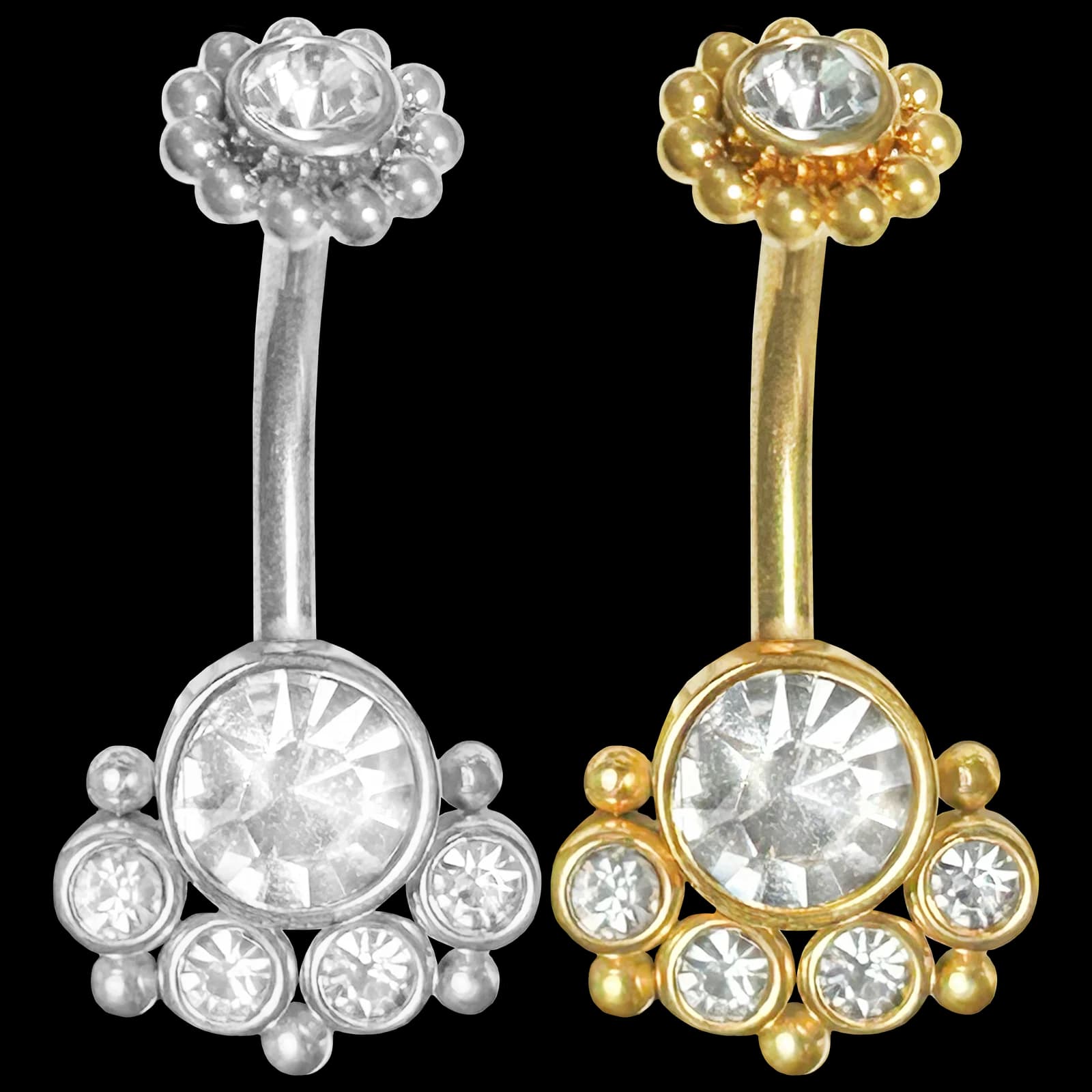 Flower CZ Cluster Belly Ring
