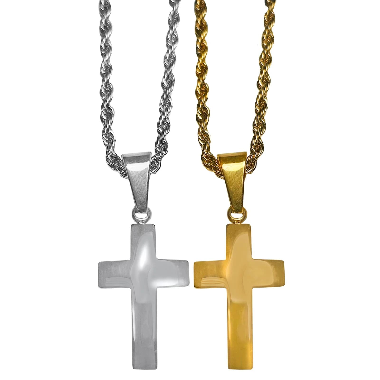 Cross Pendant & Rope Chain Necklace