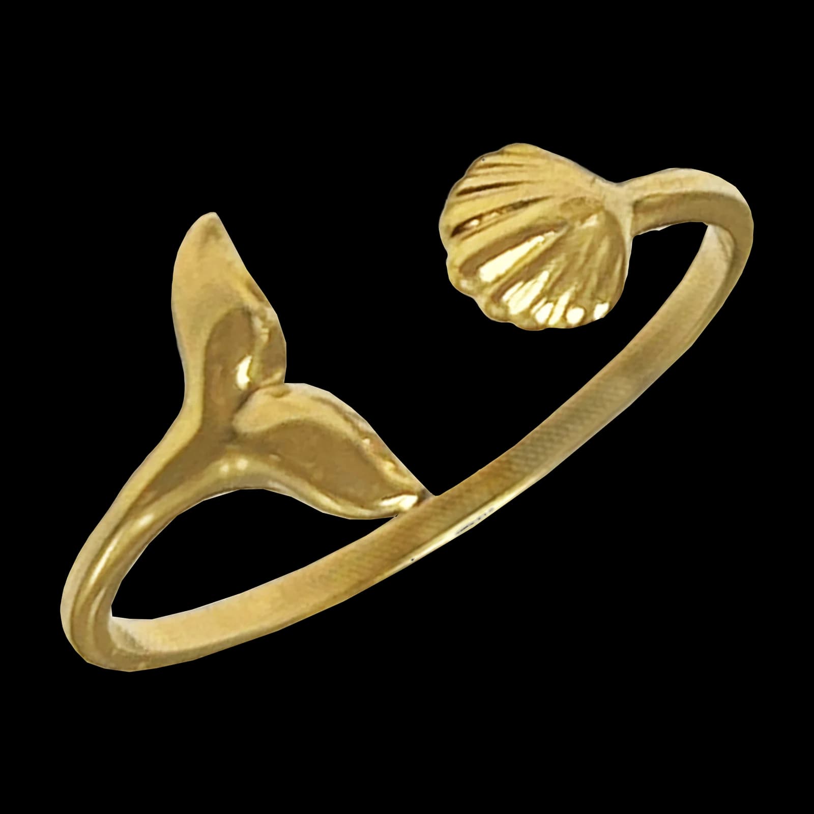 Adjustable Whale tail & Shell Ring