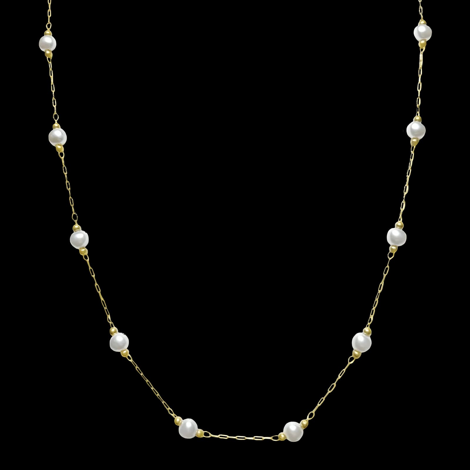 Chain Necklace with Faux Pearls