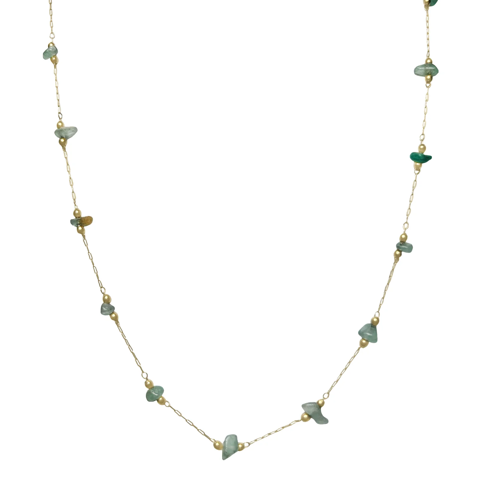 Chain Necklace with Green Stones