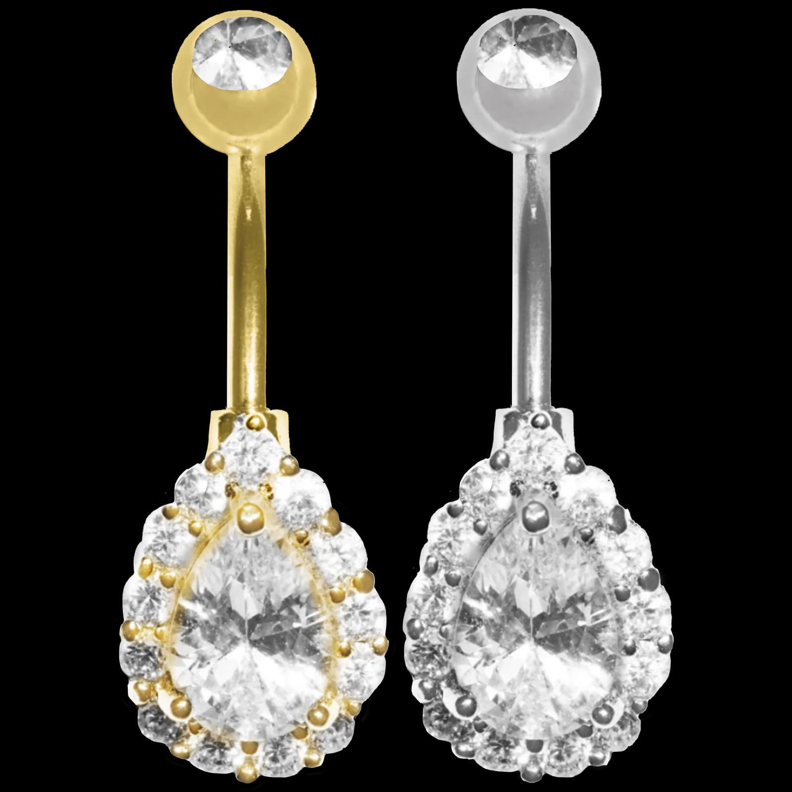 Jeweled Tear Drop Belly Ring