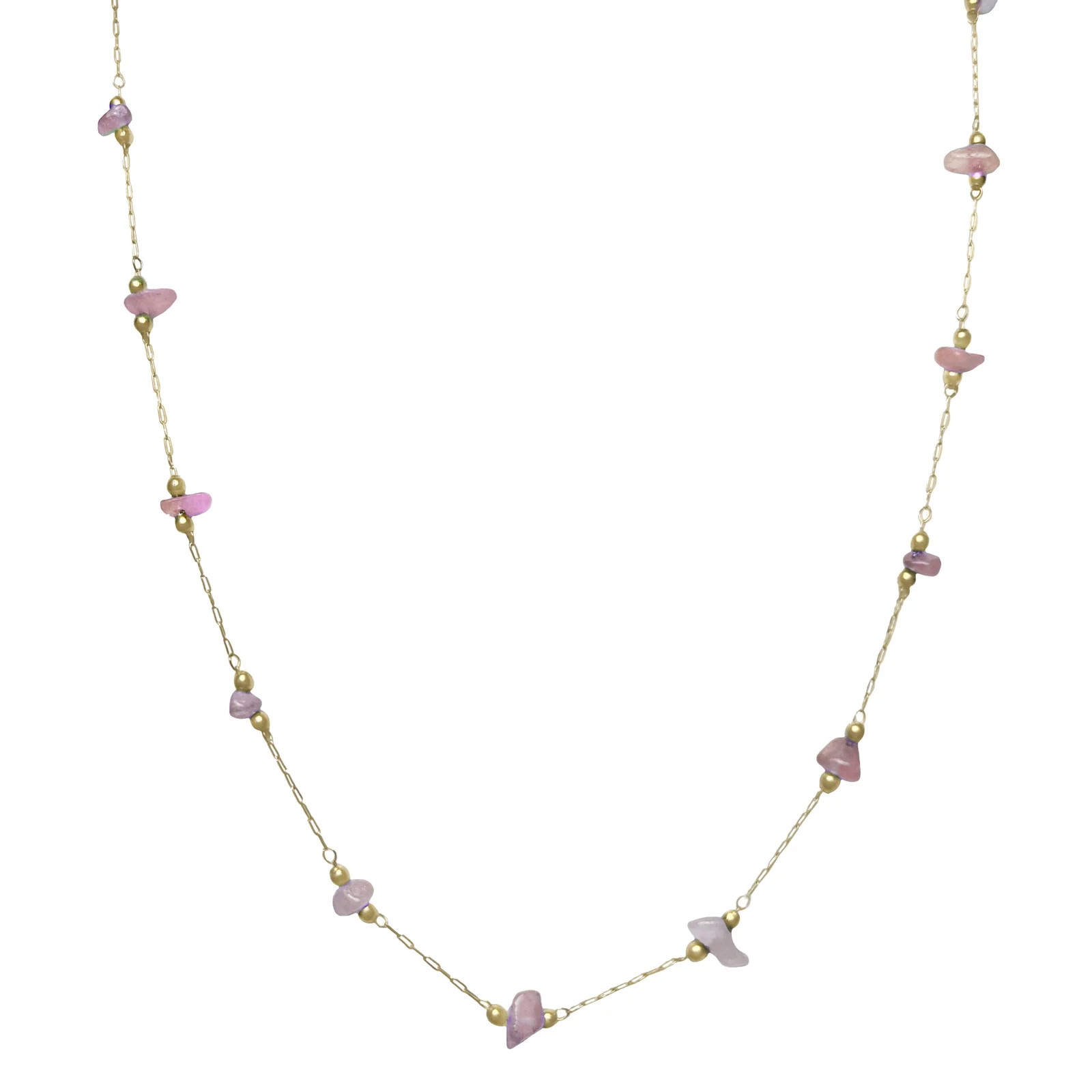 Chain Necklace with Pink Stones