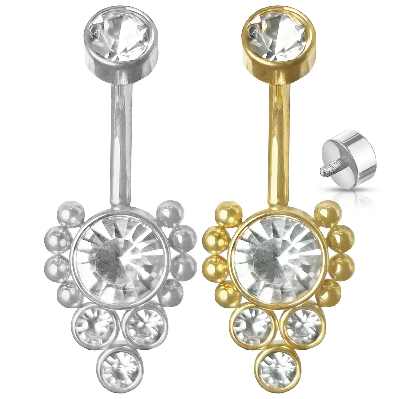Rounded Cluster CZ Belly Ring