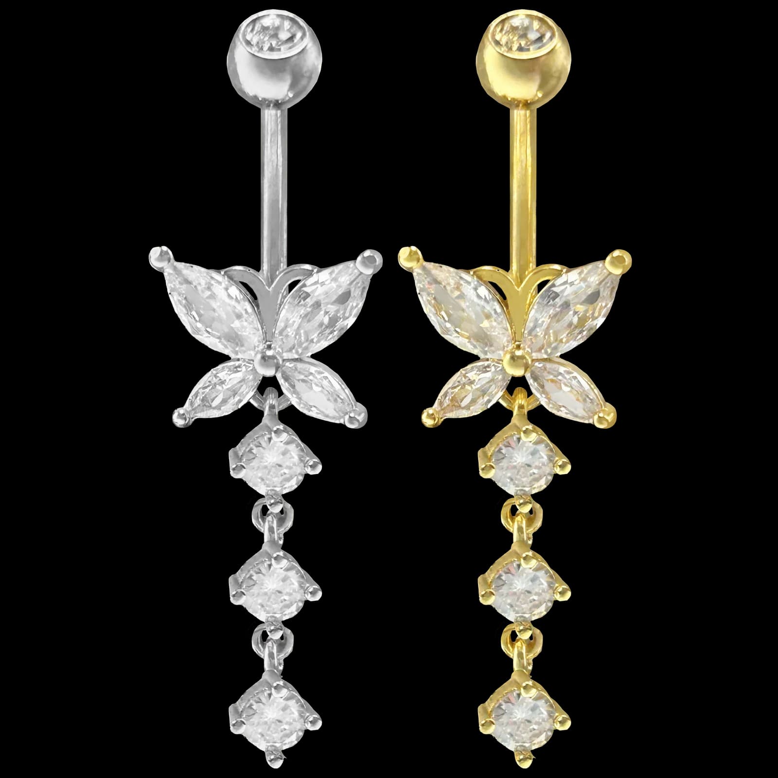 Butterfly with Dangling CZ Belly Ring