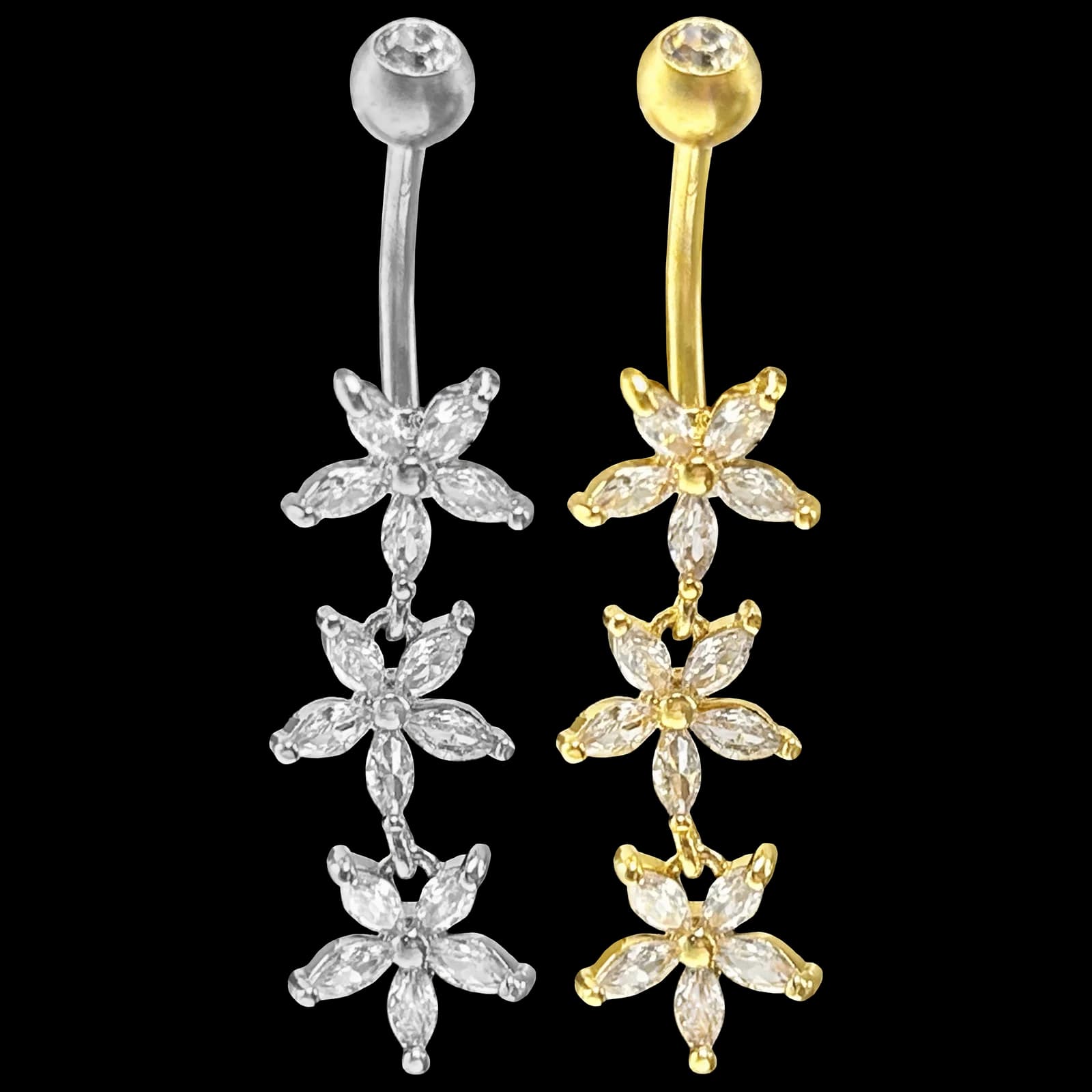 Dangling Flowers Belly Ring