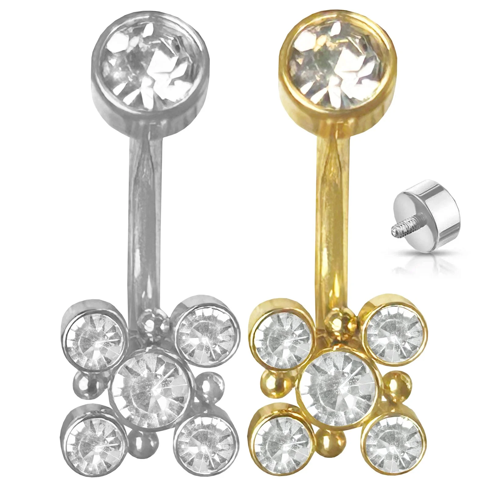 Rounded CZ Cluster Belly Ring