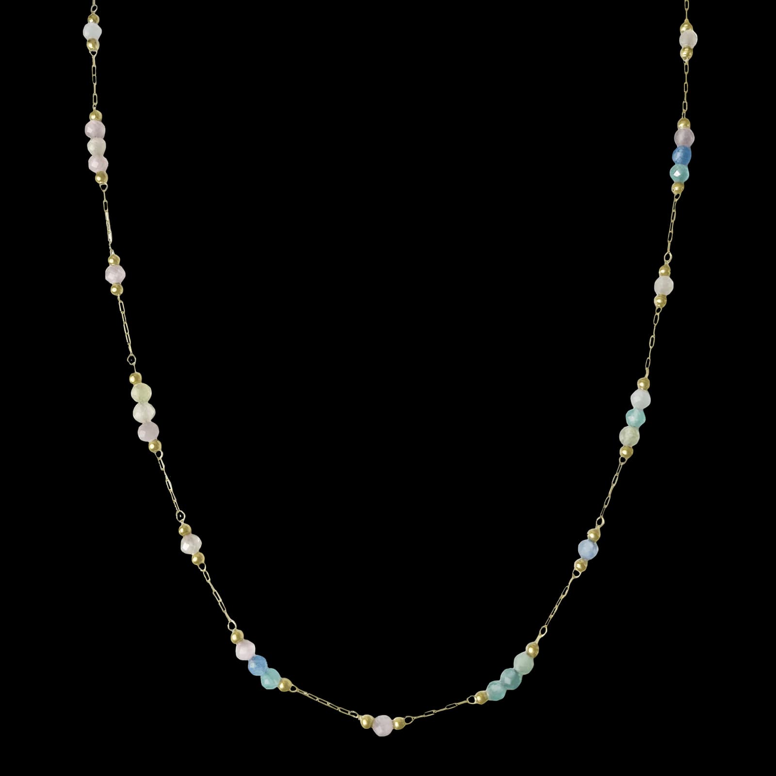 Chain Necklace with Light Colorful Stones