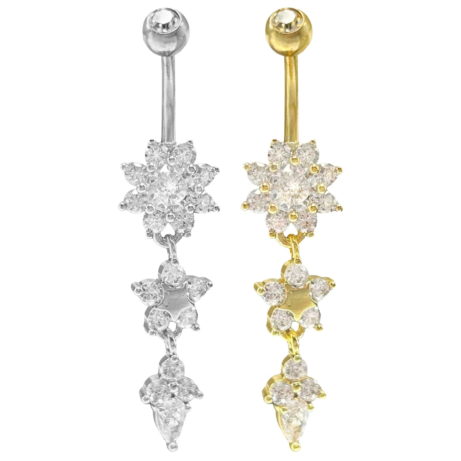 Dangling Flower Cluster Belly Ring