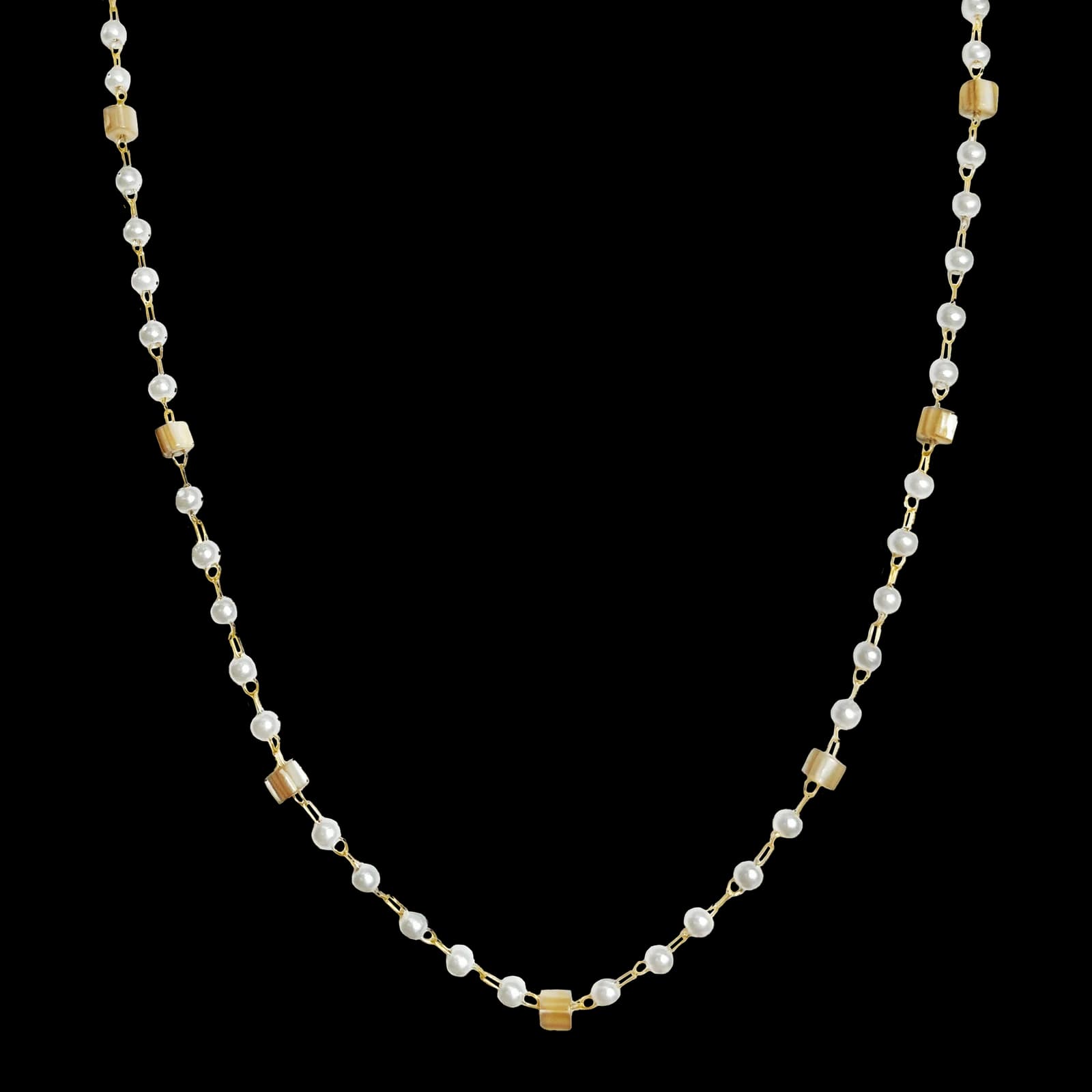 Natural Stone & Pearl Necklace