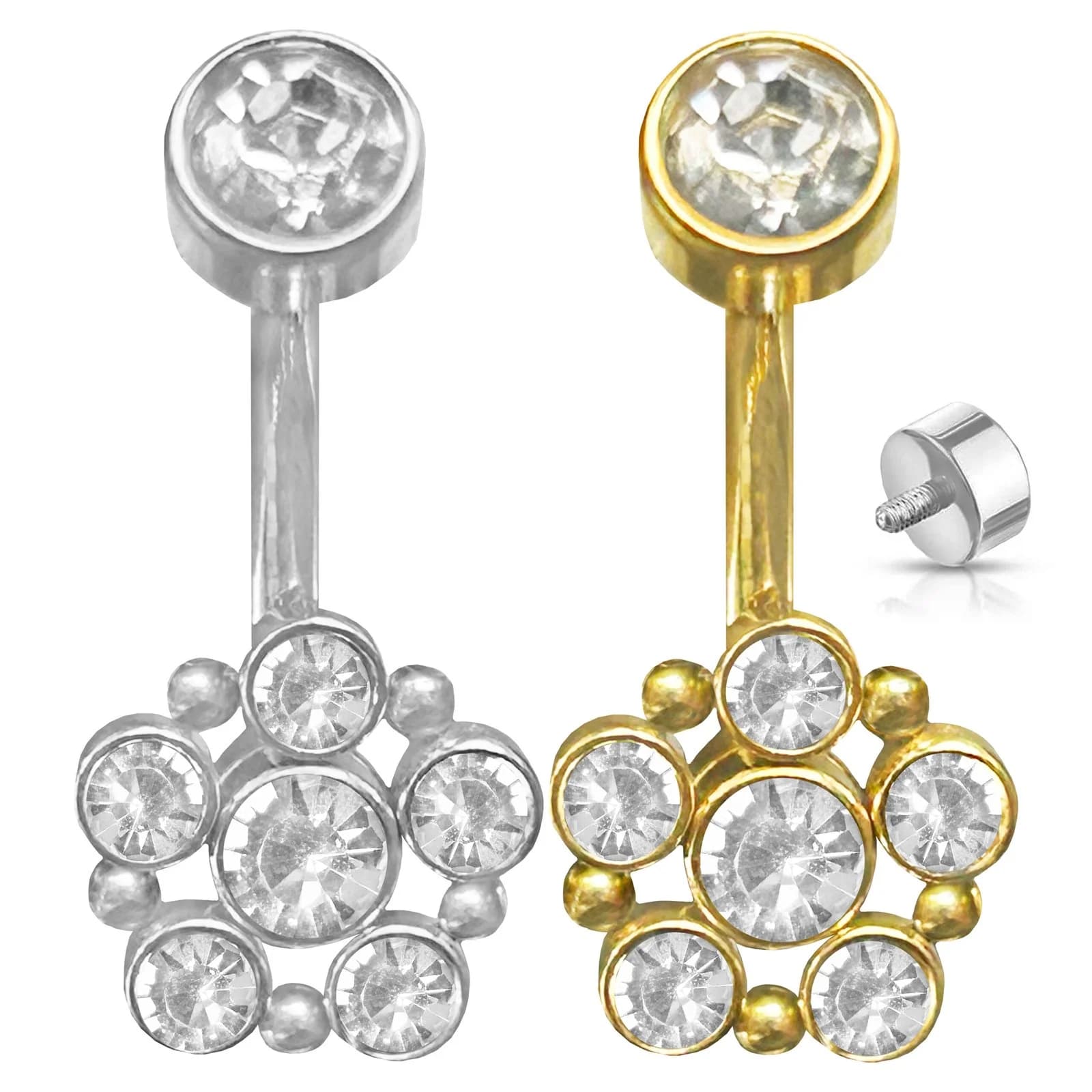 Flower CZ Belly Ring